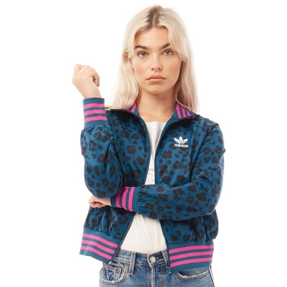 Adidas Track Jacket Women M Medium Leopard Print Full Zip Performance Pocket - Picture 13 of 15